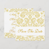 Save the Date White Cream Floral Damask (Vorne/Hinten)
