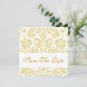 Save the Date White Cream Floral Damask (Stehend Vorderseite)