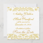 Save the Date White Cream Floral Damask (Rückseite)