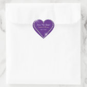 Save the Date, White Diamond Heart, Namen Lila Herz-Aufkleber (Tasche)
