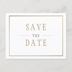 Save the Date White Gold Simple Wedding Einladungspostkarte