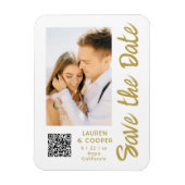 Save the Date White Gold Stilvoll Modern Weddin Magnet (Vertikal)