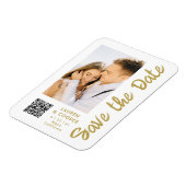 Save the Date White Gold Stilvoll Modern Weddin Magnet (Linke Seite)