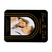 Save the Date White Gold Stilvolle Art Deco Hochze Magnet (Horizontal)