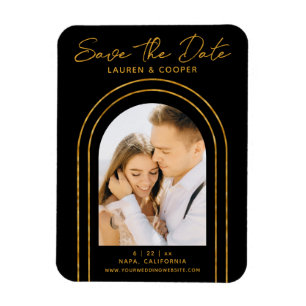 Save the Date White Gold Stilvolle Art Deco Hochze Magnet