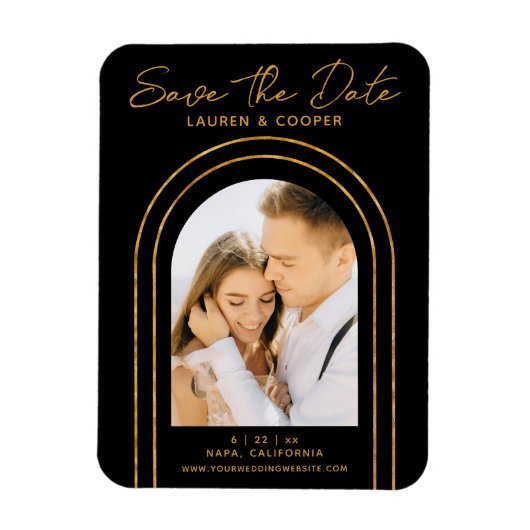 Save the Date White Gold Stilvolle Art Deco Hochze Magnet (Vertikal)