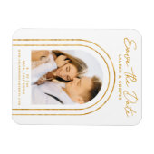 Save the Date White Gold Stilvolle Art Deco Hochze Magnet (Horizontal)