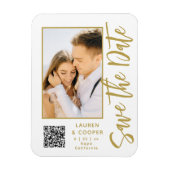 Save the Date White Gold Stilvolle Moderne Hochzei Magnet (Vertikal)