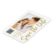 Save the Date White Gold Stilvolle Moderne Hochzei Magnet (Linke Seite)