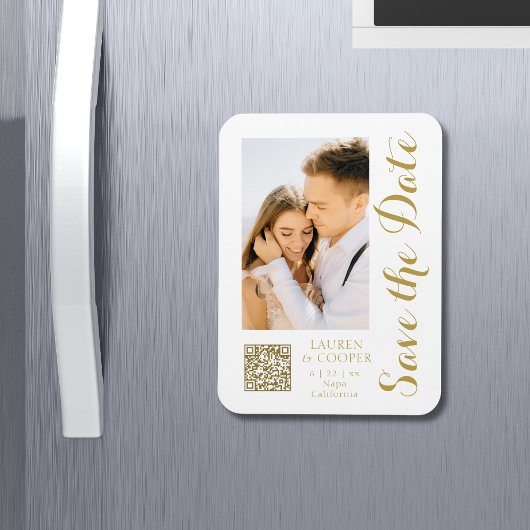 Save the Date White Gold Stilvolle Moderne Hochzei Magnet