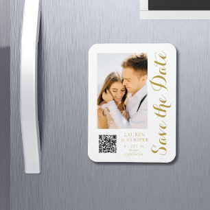 Save the Date White Gold Stilvolle Moderne Hochzei Magnet