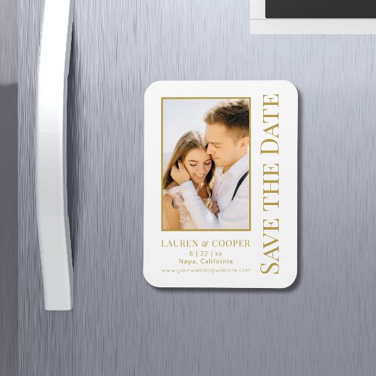 Save the Date White Gold Stilvolle Moderne Hochzei Magnet