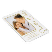 Save the Date White Gold Stilvolle Moderne Hochzei Magnet (Rechte Seite)