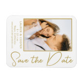 Save the Date White Gold Stilvolle Moderne Hochzei Magnet (Horizontal)