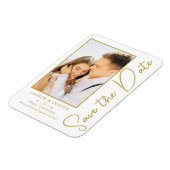 Save the Date White Gold Stilvolle Moderne Hochzei Magnet (Linke Seite)