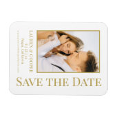 Save the Date White Gold Stilvolle Moderne Hochzei Magnet (Horizontal)