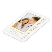 Save the Date White Gold Stilvolle Moderne Hochzei Magnet (Linke Seite)