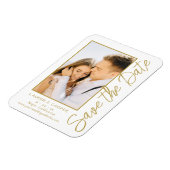 Save the Date White Gold Stilvolle Moderne Hochzei Magnet (Linke Seite)