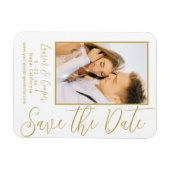 Save the Date White Gold Stilvolle Moderne Hochzei Magnet (Horizontal)