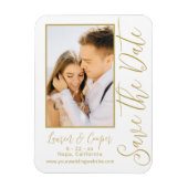 Save the Date White Gold Stilvolle Moderne Hochzei Magnet (Vertikal)