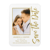 Save the Date White Gold Stilvolle Moderne Hochzei Magnet (Vertikal)