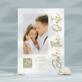 Save The Date White Gold Stylish Modern Wedding Magnetkarte