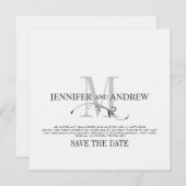 Save the Date White Monogram Wedding Announcement2 (Vorne/Hinten)