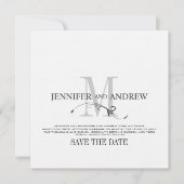 Save the Date White Monogram Wedding Announcement2 (Vorderseite)