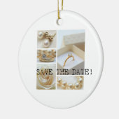 Save the Date White Wedding Collage Keramikornament (Links)
