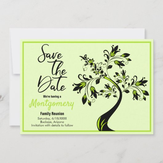 Save The Date | Wiedersehen der modernen Baumfamil Ankündigung (Vorderseite)