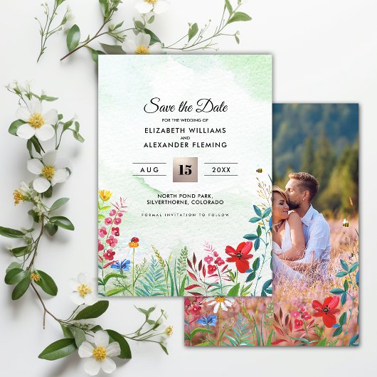 Save The Date. Wild Meadow | Fotokarte der Wildblu Date