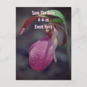 Save The Date Wild Pink Lady Slipper Flower  Ankündigungspostkarte (Vorderseite)