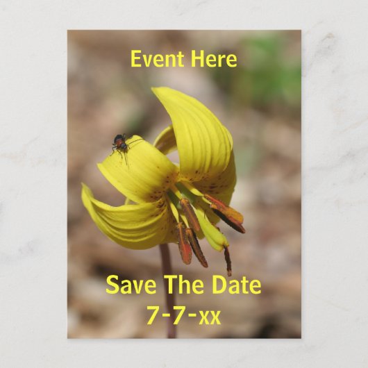 Save The Date Wild Trout Lily Flower  Ankündigungspostkarte (Vorderseite)