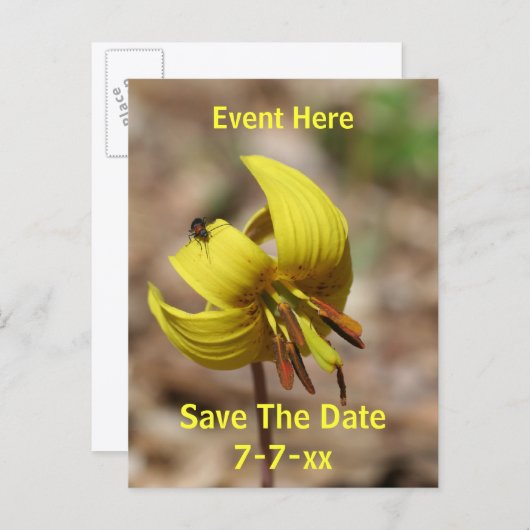 Save The Date Wild Trout Lily Flower Ankündigungspostkarte (Vorne/Hinten)