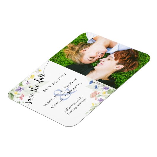 Save the Date Wildblumen-Foto Magnet (Linke Seite)