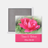 Save the Date, wildrosa Rosa-Blume. Magnet (Vorderseite/Rückseite)