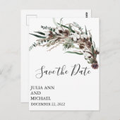 Save the Date Winter Foliage Weihnachtswolle Postkarte (Vorne/Hinten)
