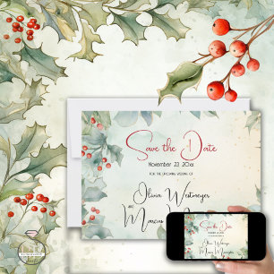 Save The Date Winter Holy und Berries Einladung