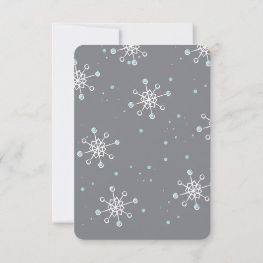 Save the Date Winter Snowflake Weddin Blue Gray | (Rückseite)