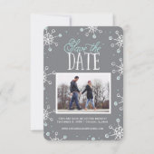 Save the Date Winter Snowflake Weddin Blue Gray | (Vorderseite)