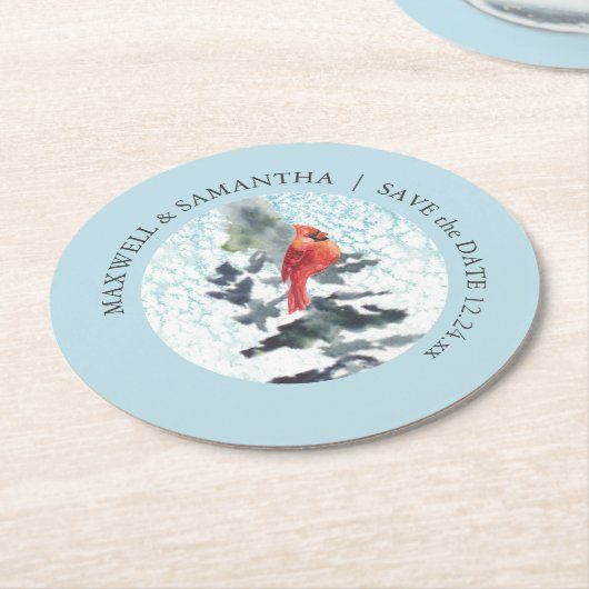 Save the Date Winterhochzeit Runder Pappuntersetzer (Angewinkelt)