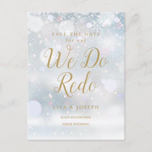 Save the Date Wir machen Redo Winter Event Gold Sc Postkarte (Vorderseite)