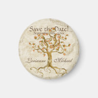 Save the Date wirl Tree Roots Antiqued Parchment
