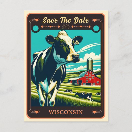 Save The Date | Wisconsin Einladung Postkarte (Vorderseite)