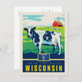 Save The Date | Wisconsin Einladungspostkarte (Vorne/Hinten)