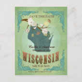 Save the Date - Wisconsin Karte mit hübschen Vögel (Vorderseite)