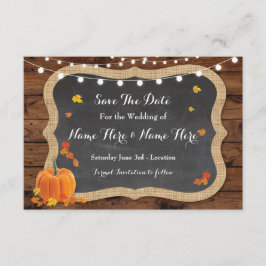 Save the Date Wood Pumpkin Hochzeit im Herbst Verl Einladung