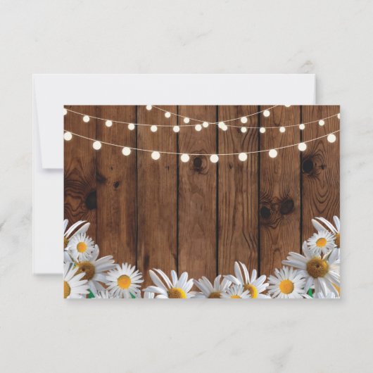 Save the Date Wood Rustic Daisy Lights Card (Rückseite)