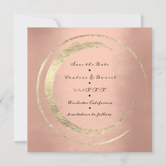 Save the Date Wreath Peach Lmon Golden Circles (Vorderseite)