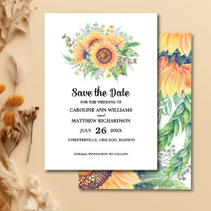 Save The Date. Wtercolor Sonnenblumen Hochzeit Einladung